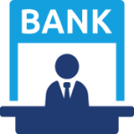 Icon of man at bank for the FAQ page